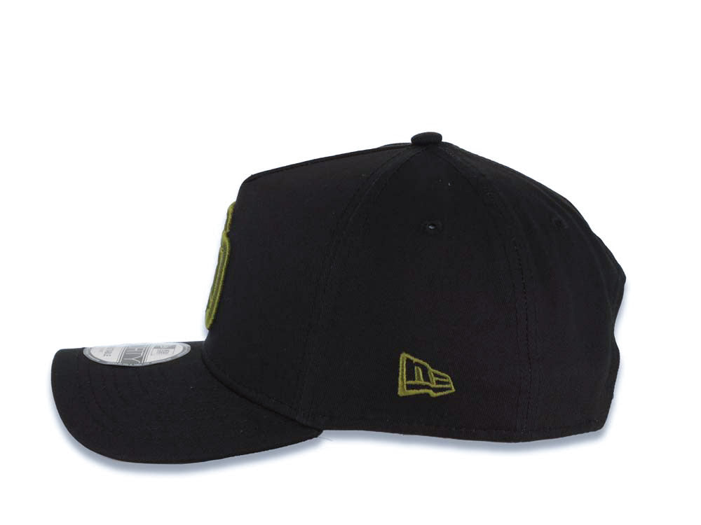 San Diego Padres New Era MLB 9FORTY 940 Adjustable A-Frame Cap Hat Black Crown/Visor Dark Green Logo