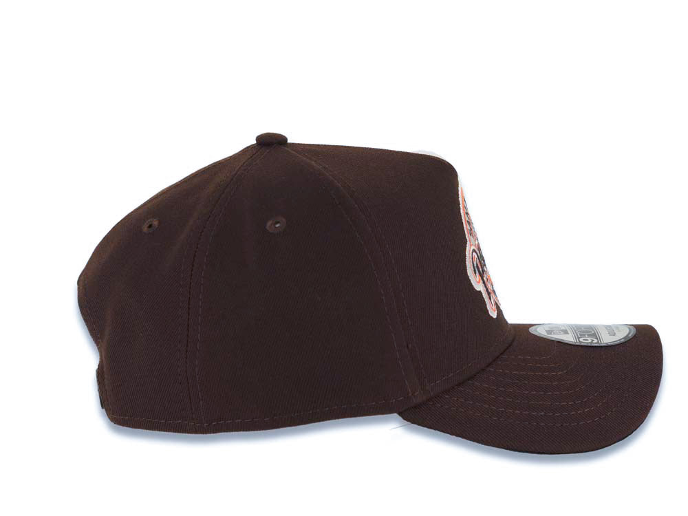 San Diego Padres New Era MLB 9FORTY 940 Adjustable A-Frame Cap Hat Dark Brown Crown/Visor Brown/Orange/White Baseball Club Logo Baseball Club