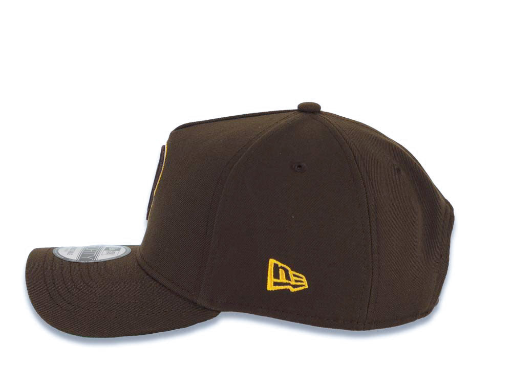 San Diego Padres New Era MLB 9FORTY 940 Adjustable A-Frame Cap Hat Brown Crown/Visor Brown/White/Yellow P Logo 1998 World Series Side Patch