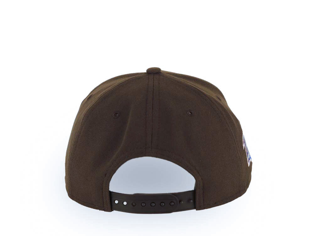 San Diego Padres New Era MLB 9FORTY 940 Adjustable A-Frame Cap Hat Brown Crown/Visor Brown/White/Yellow P Logo 1998 World Series Side Patch