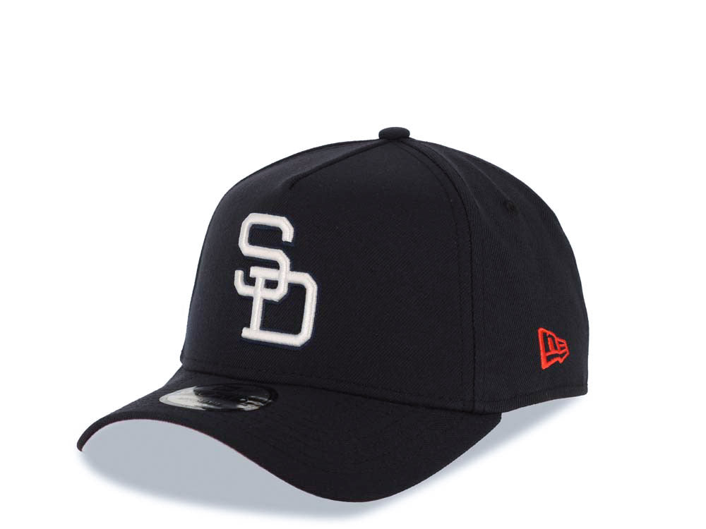 San Diego Padres New Era MLB 9FORTY 940 Adjustable A-Frame Cap Hat Navy Blue Crown/Visor White Cooperstown Logo 1984 World Series Side Patch Red UV