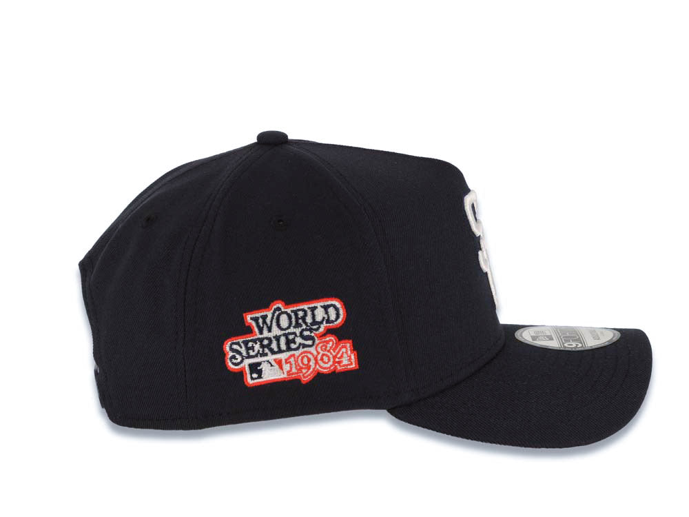 San Diego Padres New Era MLB 9FORTY 940 Adjustable A-Frame Cap Hat Navy Blue Crown/Visor White Cooperstown Logo 1984 World Series Side Patch Red UV