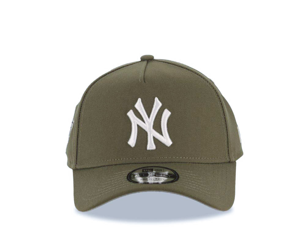 New York Yankees New Era MLB 9FORTY 940 Adjustable A-Frame Cap Hat Olive Green Crown/Visor White Logo 1998 World Series Side Patch