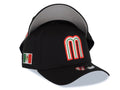 Mexico New Era WBC World Baseball Classic 9FORTY 940 Adjustable A-Frame Cap Hat Black Crown/Visor Team Color Logo Mexico Flag Side Patch Gray UV