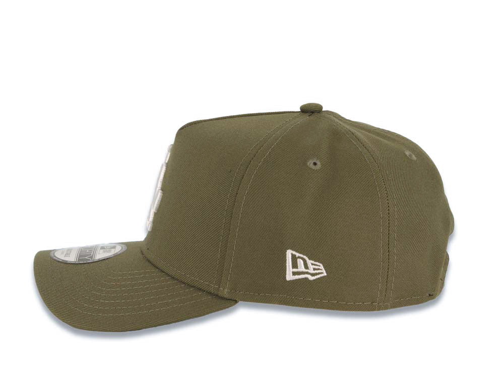 Los Angeles Dodgers New Era MLB 9FORTY 940 Adjustable A-Frame Cap Hat Olive Green Crown/Visor White Logo 40th Anniversary Side Patch Gray UV