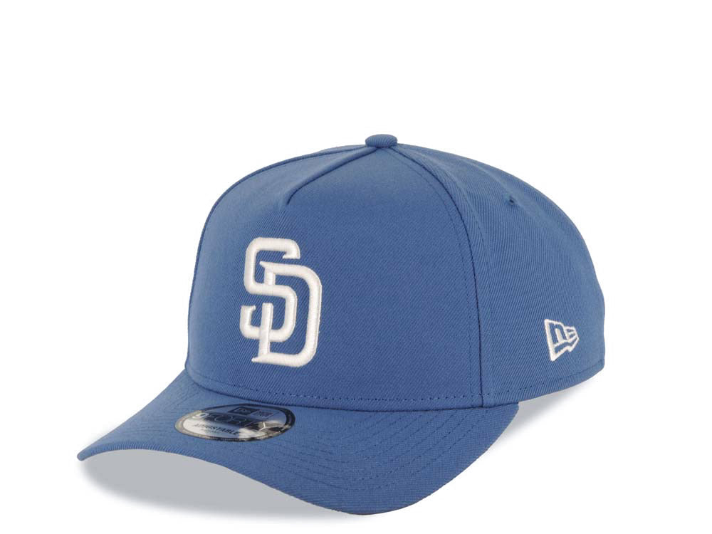 San Diego Padres New Era MLB 9FORTY 940 Adjustable A-Frame Cap Hat Blue Crown/Visor White Logo 10 Years Petco Park Side Patch