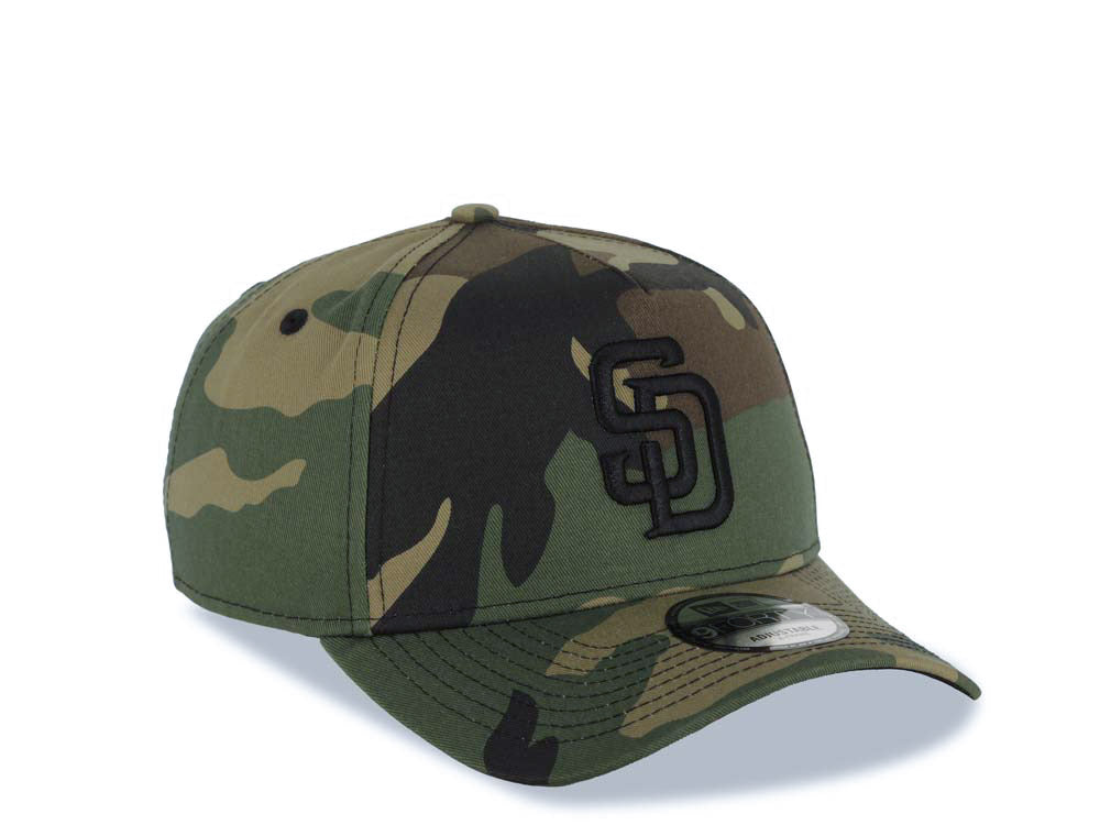 San Diego Padres New Era MLB 9FORTY 940 Adjustable A-Frame Cap Hat Camo Crown/Visor Black Logo