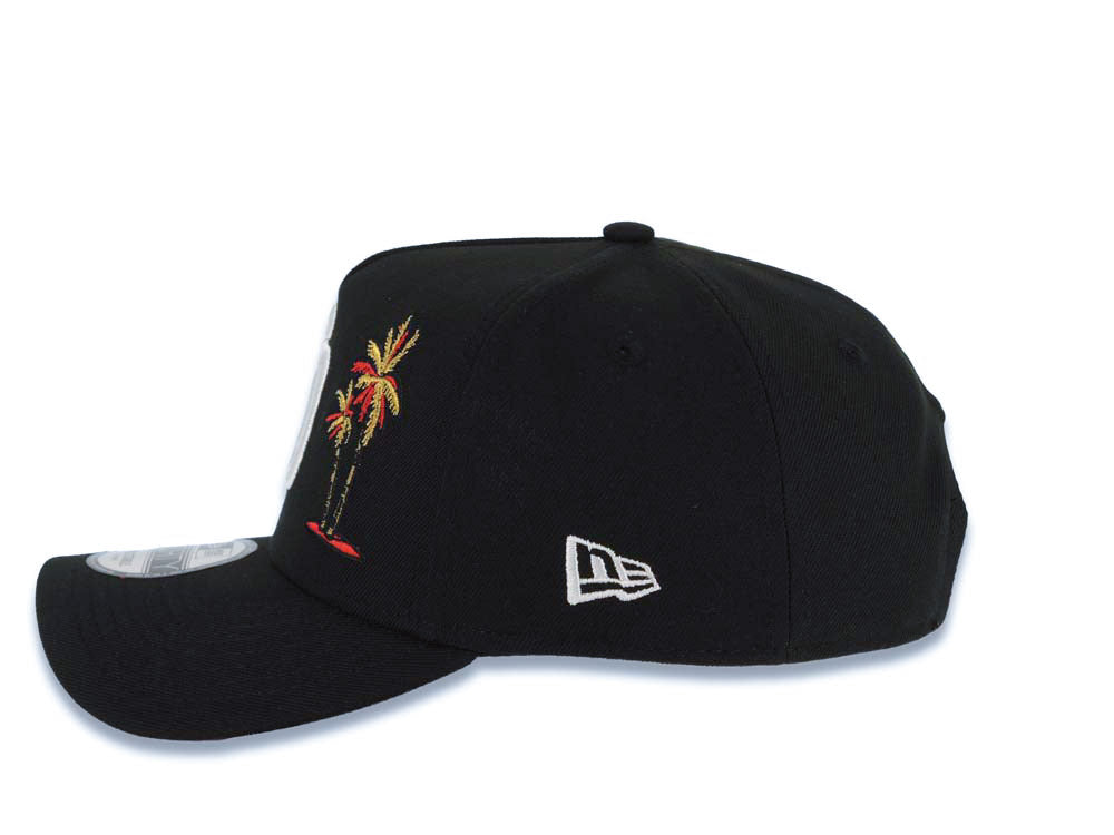 San Diego Padres New Era MLB 9FORTY 940 Adjustable A-Frame Cap Hat Black Crown/Visor White Logo With Palm Trees 40th Anniversary Side Patch
