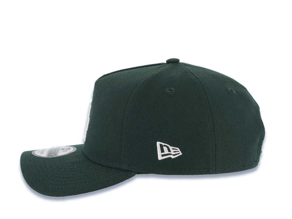 Los Angeles Dodgers New Era MLB 9FORTY 940 Adjustable A-Frame Cap Hat Green Crown/Visor White Logo 40th Anniversary Stadium Side Patch
