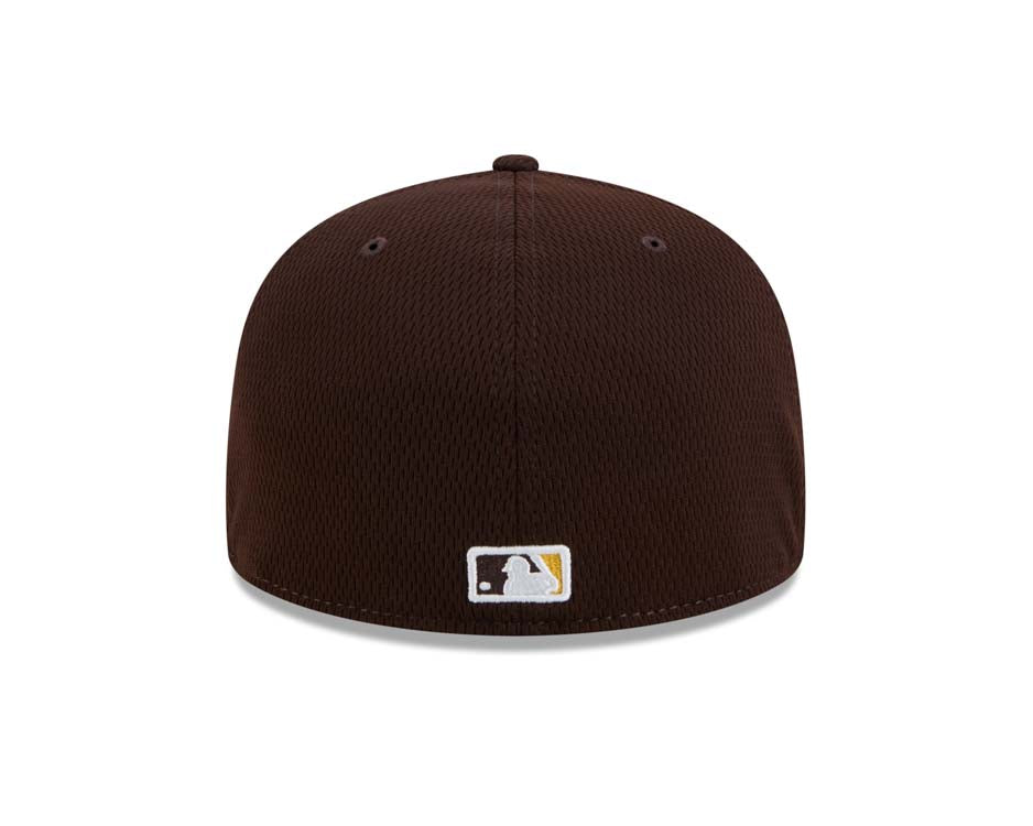 (Youth) San Diego Padres New Era MLB 59FIFTY 5950 Kid Fitted Cap Hat Brown Crown/Visor Brown/Yellow Baseball Club Logo (2025 Clubhouse)