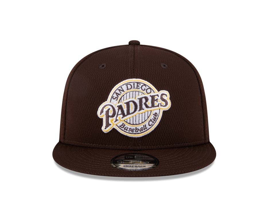San Diego Padres New Era MLB 9FIFTY 950 Snapback Cap Hat Brown Crown/Visor Brown/Yellow Baseball Club Logo (2025 Clubhouse)