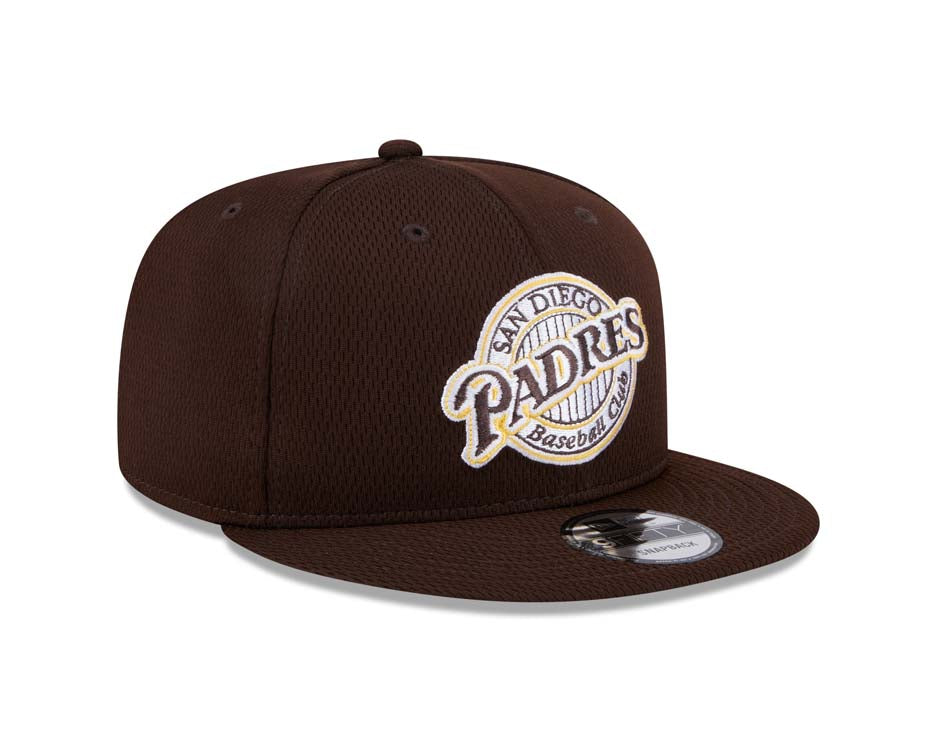 San Diego Padres New Era MLB 9FIFTY 950 Snapback Cap Hat Brown Crown/Visor Brown/Yellow Baseball Club Logo (2025 Clubhouse)