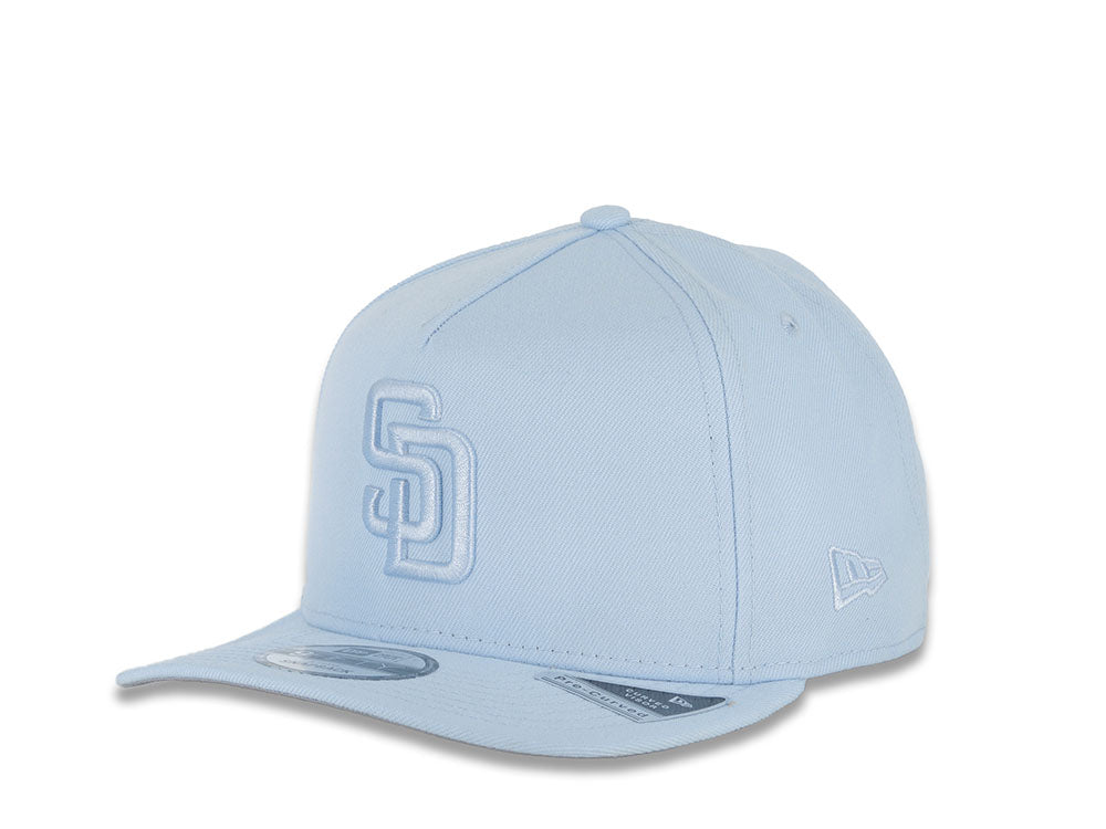 San Diego Padres New Era MLB 9FIFTY 950 Snapback A-Frame Pre-Curved Cap Hat Sky Blue Crown/Visor Sky Blue Logo (Color Pack)