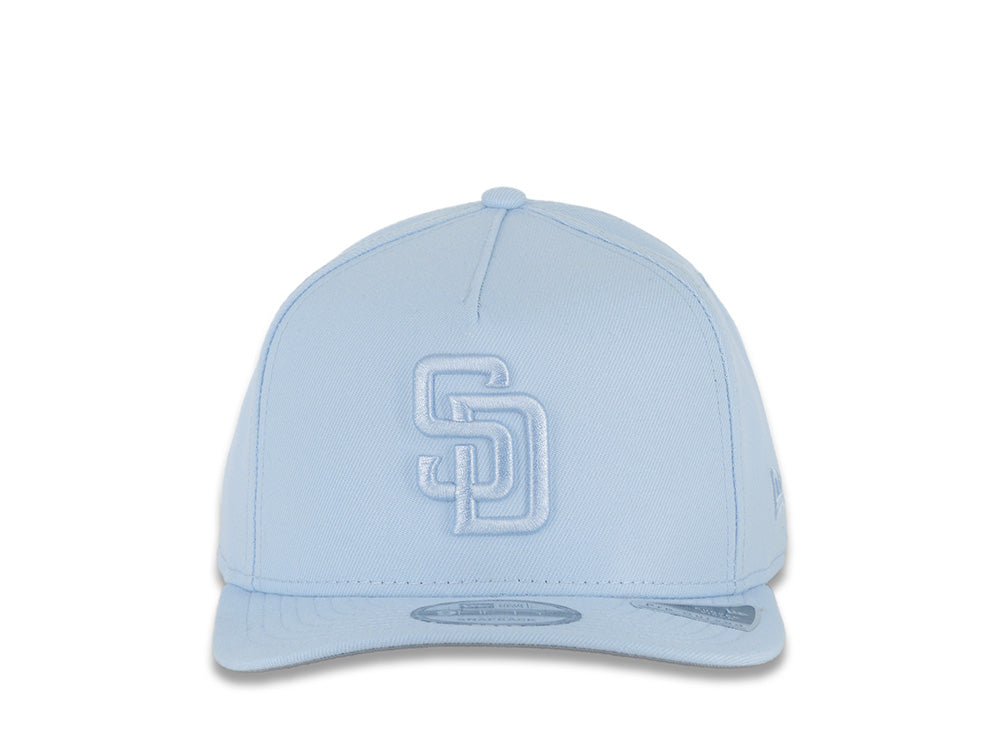 San Diego Padres New Era MLB 9FIFTY 950 Snapback A-Frame Pre-Curved Cap Hat Sky Blue Crown/Visor Sky Blue Logo (Color Pack)