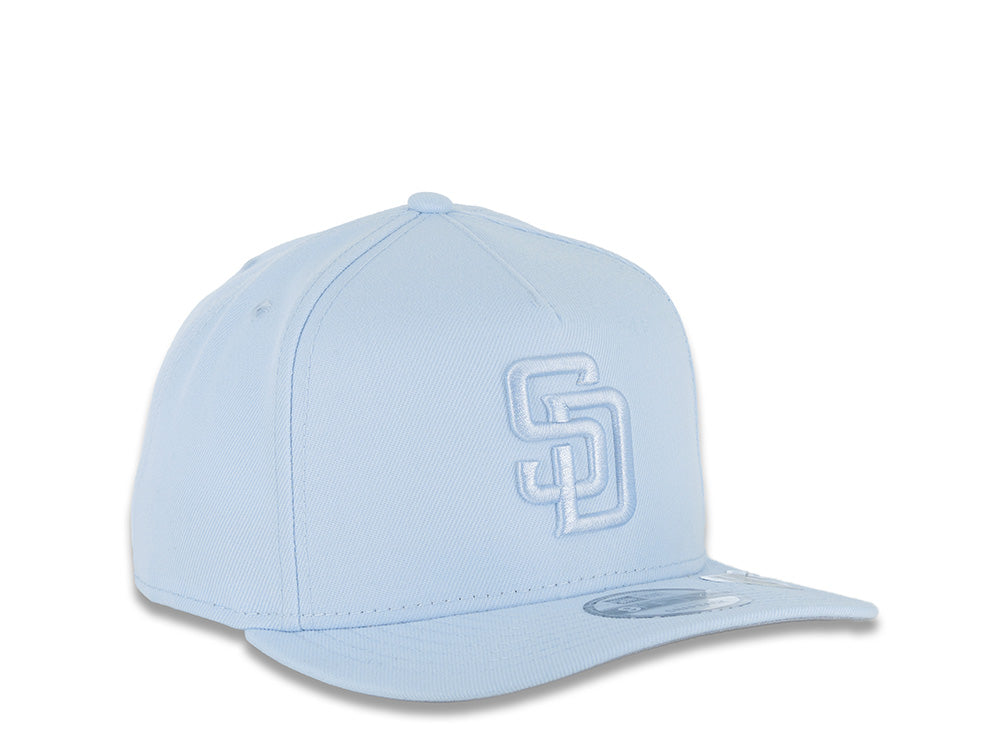 San Diego Padres New Era MLB 9FIFTY 950 Snapback A-Frame Pre-Curved Cap Hat Sky Blue Crown/Visor Sky Blue Logo (Color Pack)