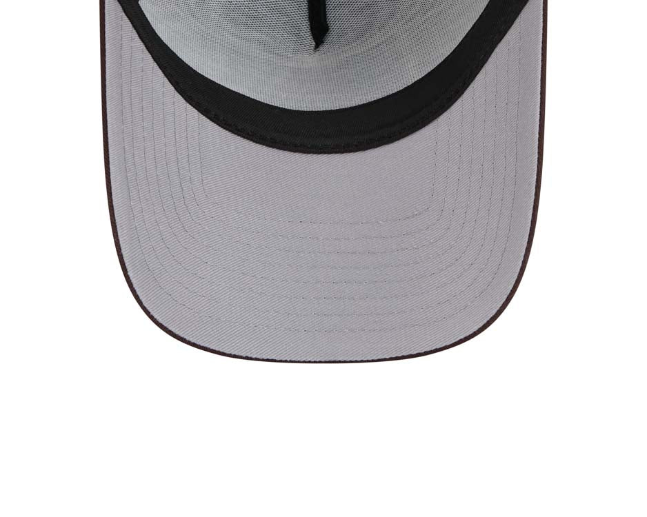 San Diego Padres New Era MLB 9FORTY 940 Adjustable A-Frame Mesh Trucker Cap Hat Brown Crown/Visor Yellow/Brown Patch with Small Logo
