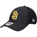 San Diego Padres New Era MLB 39THIRTY 3930 Flexfit Mesh Trucker Cap Hat Black Camo Crown/Visor Yellow Logo