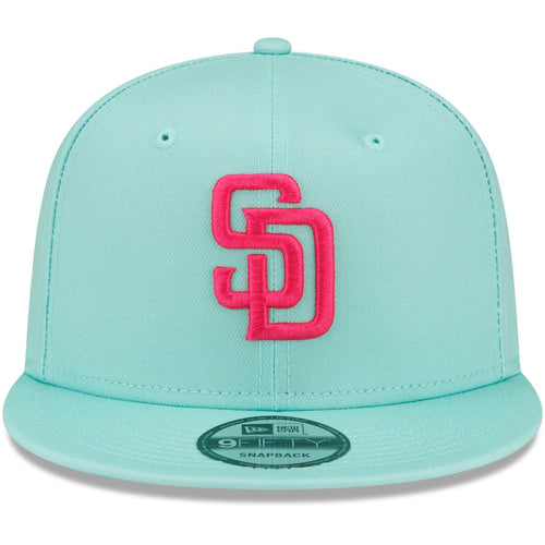 (Youth) San Diego Padres New Era MLB 9FIFTY 950 Kid Snapback Cap Hat Light Teal Crown/Visor Magenta Logo (2022 City Connect)