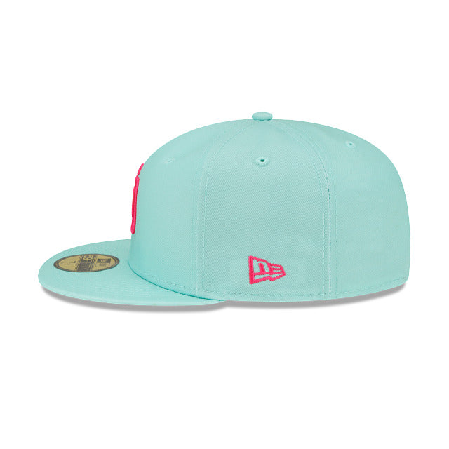 (Youth) San Diego Padres New Era MLB 9FIFTY 950 Kid Snapback Cap Hat Light Teal Crown/Visor Magenta Logo (2022 City Connect)