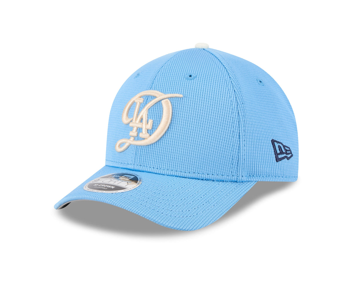 (City Connect) Los Angeles Dodgers New Era MLB 9FORTY 940 Adjustable M-Crown Cap Hat Sky Blue Crown/Visor Cream Logo