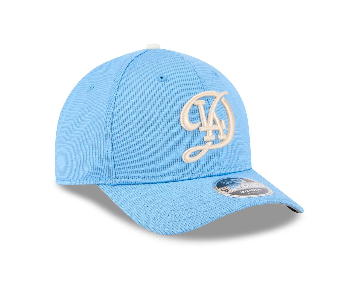 (City Connect) Los Angeles Dodgers New Era MLB 9FORTY 940 Adjustable M-Crown Cap Hat Sky Blue Crown/Visor Cream Logo