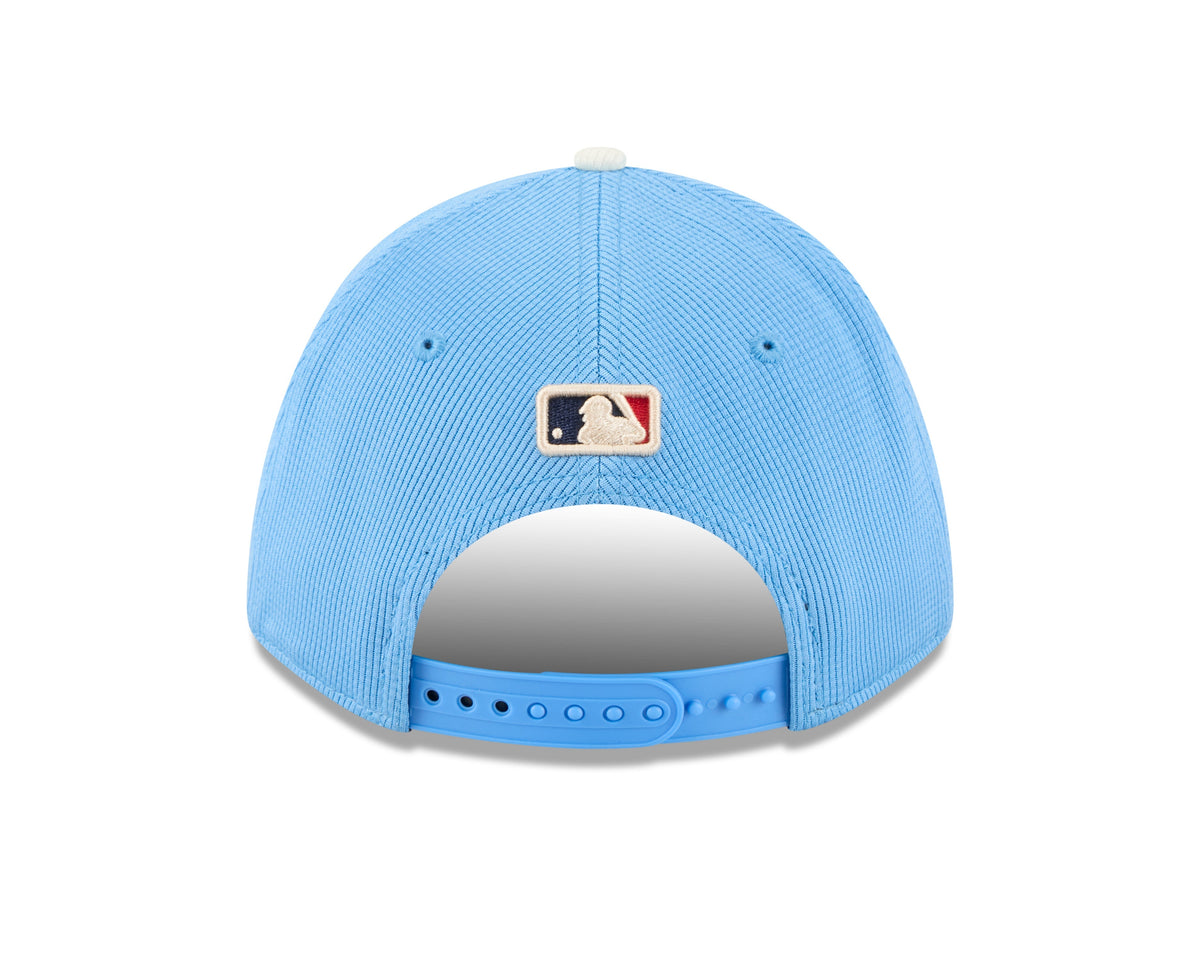 (City Connect) Los Angeles Dodgers New Era MLB 9FORTY 940 Adjustable M-Crown Cap Hat Sky Blue Crown/Visor Cream Logo