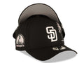 San Diego Padres New Era MLB 9FORTY 940 Adjustable A-Frame Cap Hat Black Crown/Visor White Logo With Pink Palm Petco Park Side Patch Gray UV