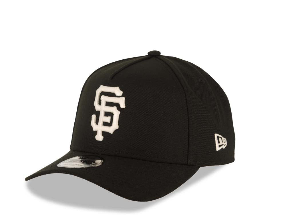 San Francisco Giants New Era 9FORTY 940 Adjustable A-Frame Cap Hat Black Crown/Visor Glow White Logo 60th Anniversary Side Patch Gray UV