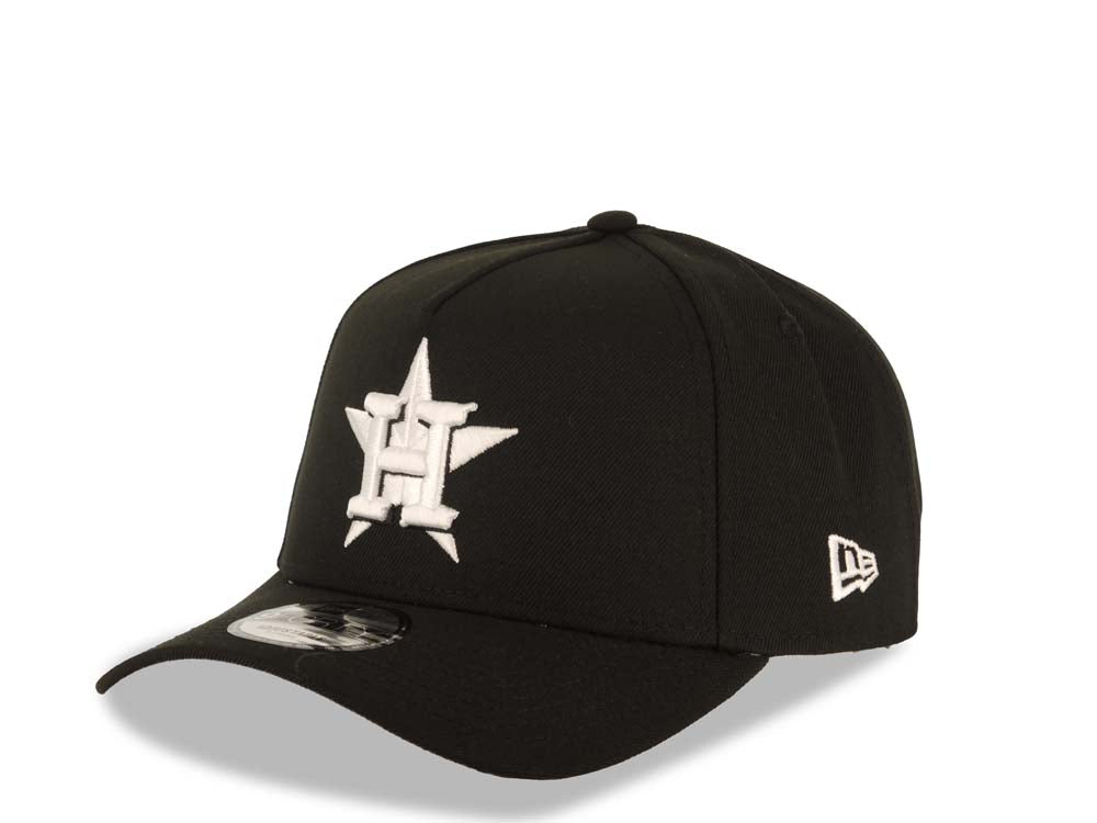 Houston Astros New Era MLB 9FORTY 940 Adjustable A-Frame Cap Hat Black Crown/Visor White Logo 2022 World Series Champions Side Patch Gray UV