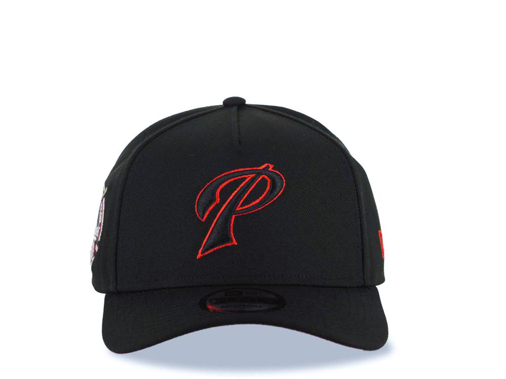San Diego Padres New Era MLB 9FORTY 940 Adjustable A-Frame Cap Hat Black Crown/Visor Black/Red P Logo 40th Anniversary Side Patch Red UV