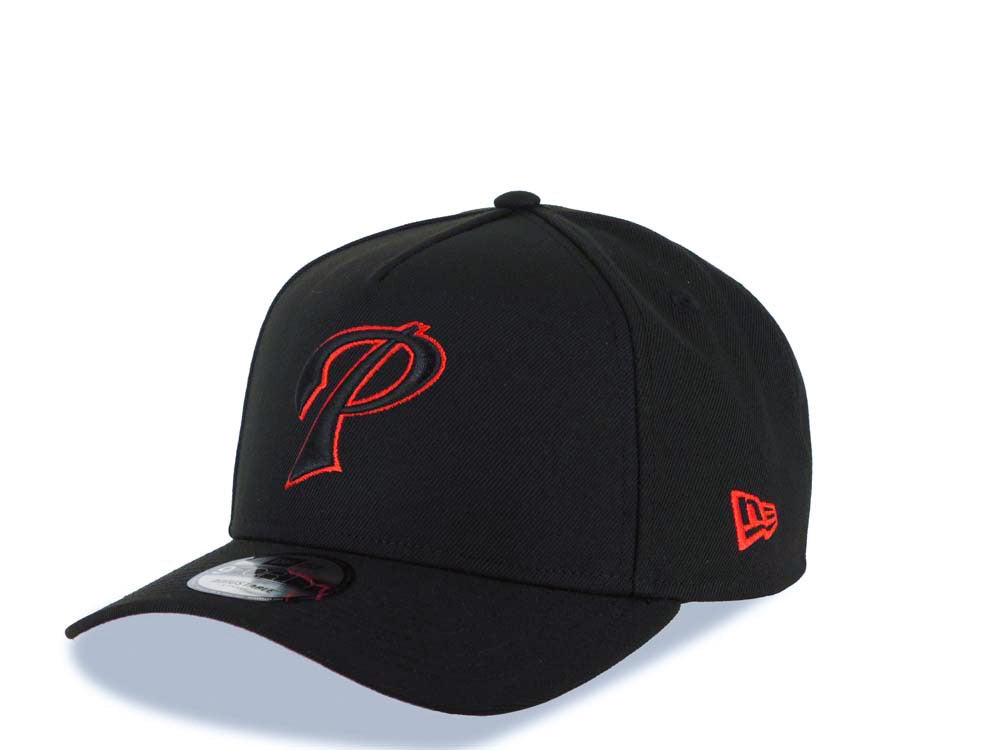 San Diego Padres New Era MLB 9FORTY 940 Adjustable A-Frame Cap Hat Black Crown/Visor Black/Red P Logo 40th Anniversary Side Patch Red UV