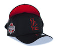Los Angeles Dodgers New Era MLB 9FORTY 940 Adjustable A-Frame Cap Hat Black Crown/Visor Black/Red Logo 40th Anniversary Stadium Side Patch Red UV