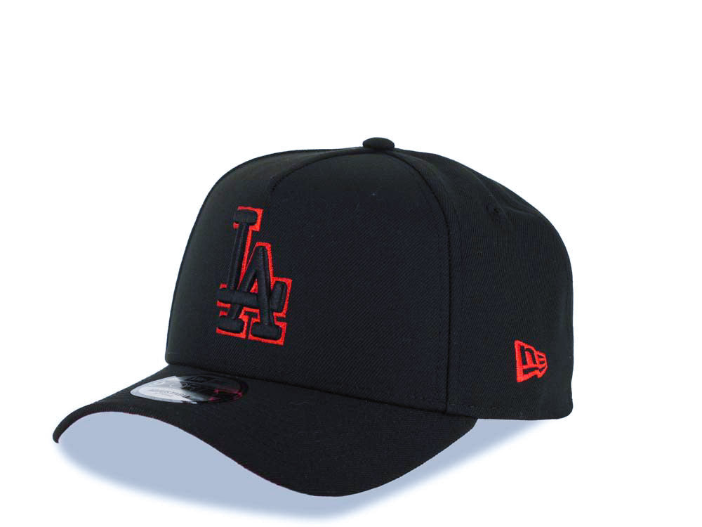 Los Angeles Dodgers New Era MLB 9FORTY 940 Adjustable A-Frame Cap Hat Black Crown/Visor Black/Red Logo 40th Anniversary Stadium Side Patch Red UV