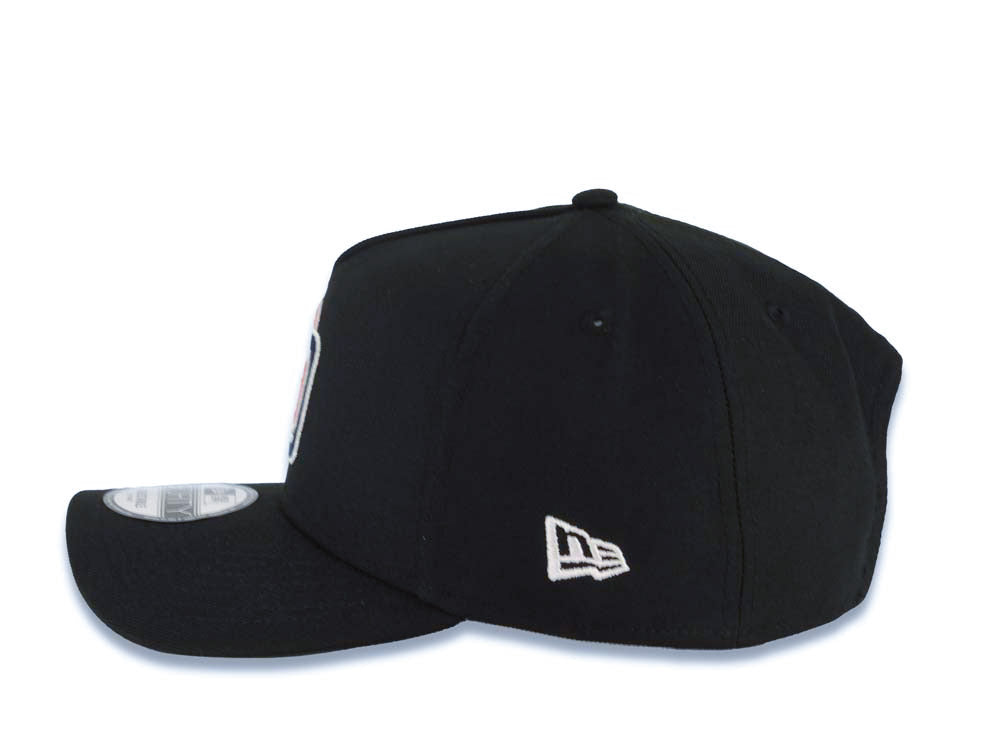 San Diego Padres New Era MLB 9FORTY 940 Adjustable A-Frame Cap Hat Black Crown/Visor Orange/Navy Flat Stitch Logo Batterman Batty Side Patch