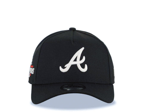 Atlanta Braves New Era MLB 9FORTY 940 Adjustable A-Frame Cap Hat Black Crown/Visor White Logo 2021 World Series Champions Side Patch