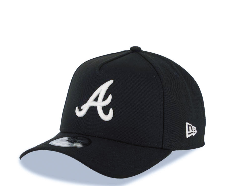Atlanta Braves New Era MLB 9FORTY 940 Adjustable A-Frame Cap Hat Black Crown/Visor White Logo 2021 World Series Champions Side Patch