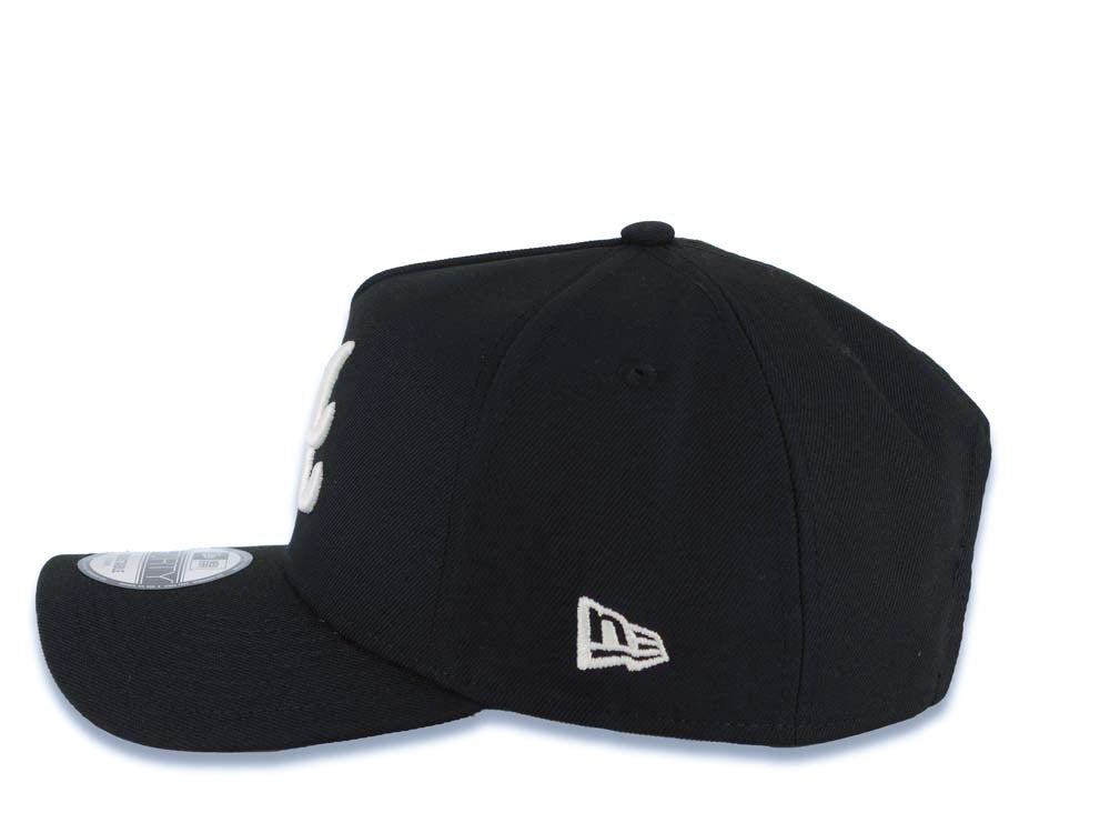 Atlanta Braves New Era MLB 9FORTY 940 Adjustable A-Frame Cap Hat Black Crown/Visor White Logo 2021 World Series Champions Side Patch