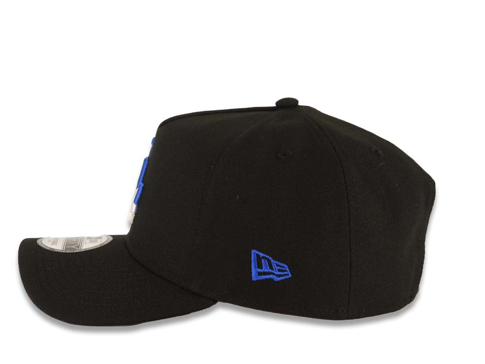 Los Angeles Dodgers New Era MLB 9FORTY 940 Adjustable A-Frame Cap Hat Black Crown/Visor White/Royal Blue Drip Logo 40th Anniversary Stadium Side Patch