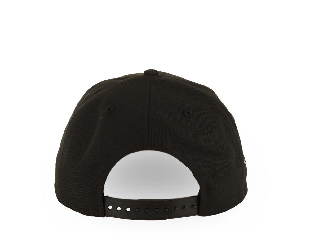 Los Angeles Dodgers New Era MLB 9FORTY 940 Adjustable A-Frame Cap Hat Black Crown/Visor White/Royal Blue Drip Logo 40th Anniversary Stadium Side Patch