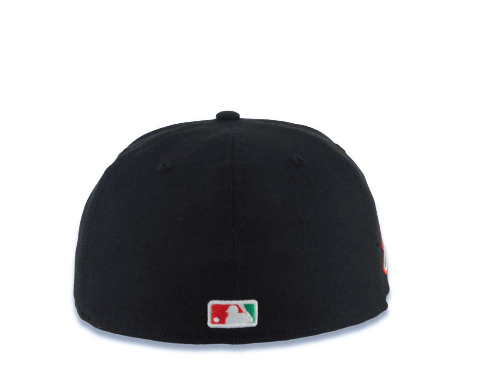 Los Angeles Dodgers New Era MLB 59FIFTY 5950 Fitted Cap Hat Black Crown/Visor White Logo With Rose 2024 World Series Side Patch