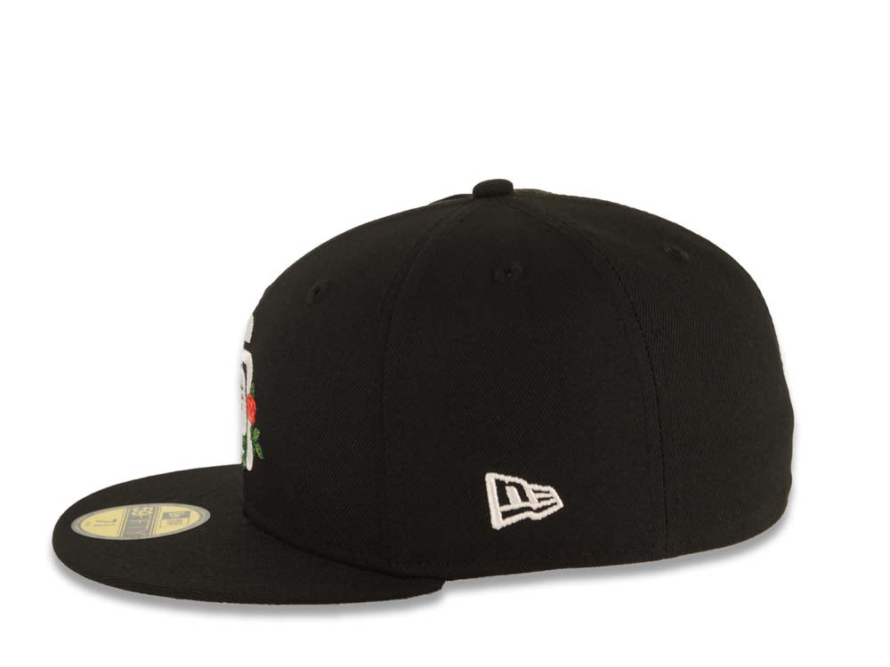 San Diego Padres New Era MLB 59FIFTY 5950 Fitted Cap Hat Black Crown/Visor White Logo With Rose 40th Anniversary Side Patch Gray UV