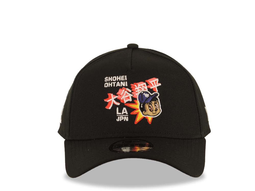 Los Angeles Dodgers New Era MLB 9FORTY 940 Adjustable A-Frame Cap Hat Black Crown/Visor Team Color Shohei Ohtani Logo LA Side Patch
