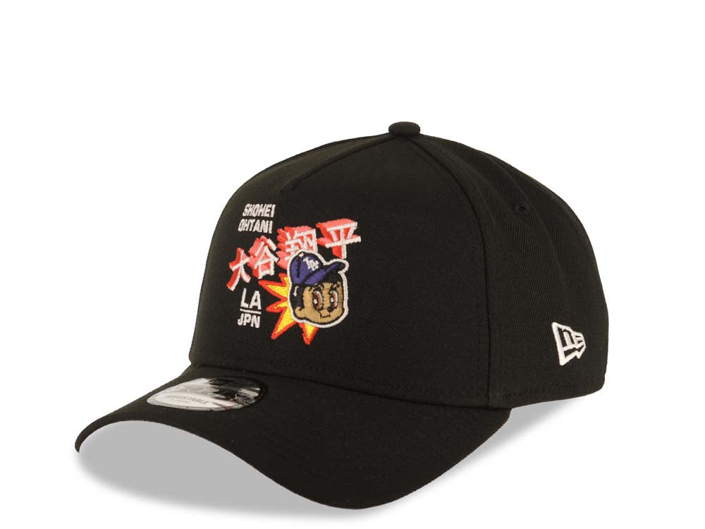 Los Angeles Dodgers New Era MLB 9FORTY 940 Adjustable A-Frame Cap Hat Black Crown/Visor Team Color Shohei Ohtani Logo LA Side Patch