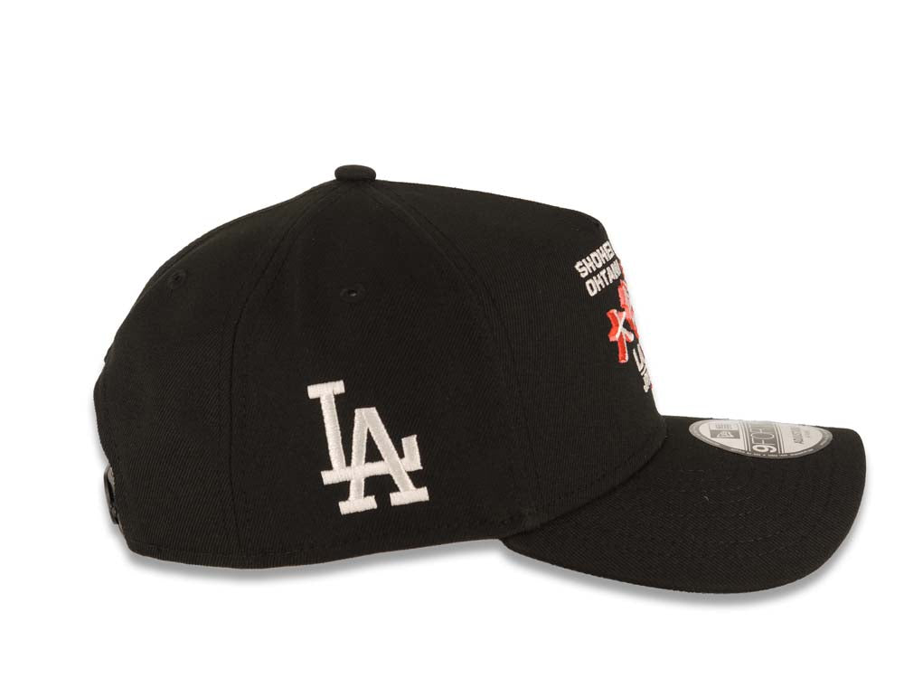 Los Angeles Dodgers New Era MLB 9FORTY 940 Adjustable A-Frame Cap Hat Black Crown/Visor Team Color Shohei Ohtani Logo LA Side Patch