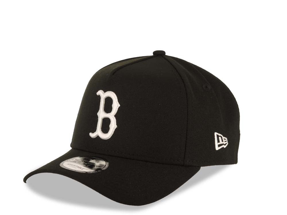 Boston Red Sox New Era MLB 9FORTY 940 Adjustable A-Frame Cap Hat Black Crown/Visor White Logo 2018 World Series Side Patch Gray UV