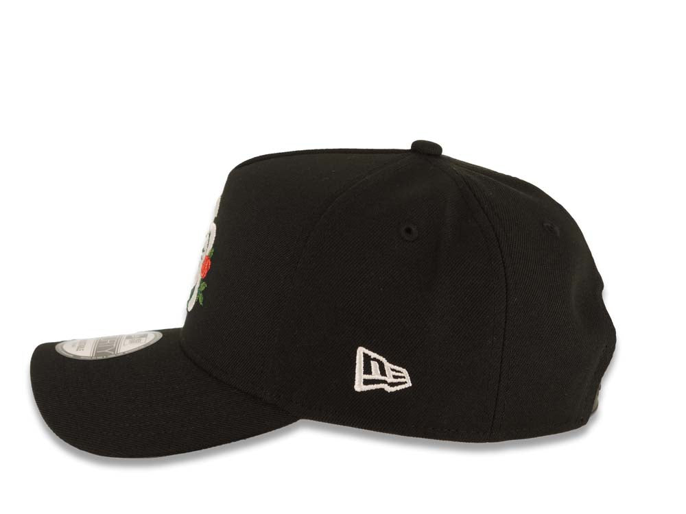 San Diego Padres New Era MLB 9FORTY 940 Adjustable A-Frame Cap Hat Black Crown/Visor White Logo With Rose Gray UV