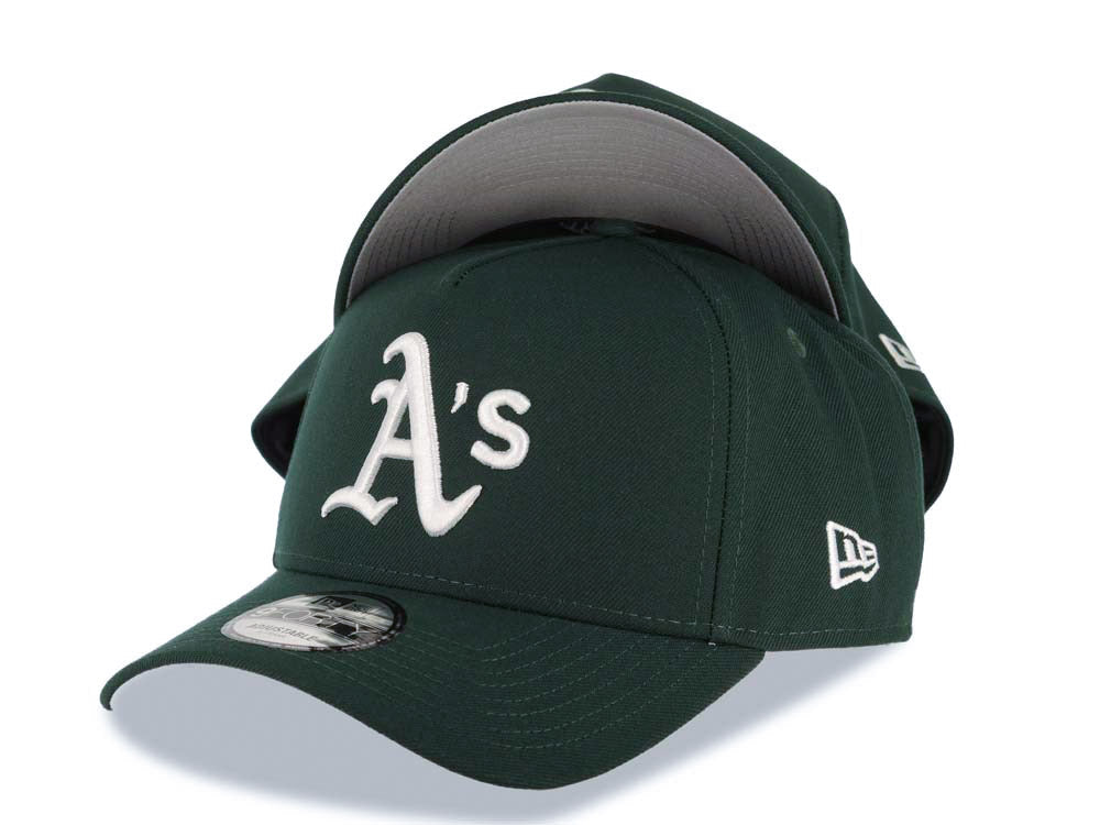 Oakland A's Athletics New Era MLB 9FORTY 940 Adjustable A-Frame Cap Hat Dark Green Crown/Visor White Logo
