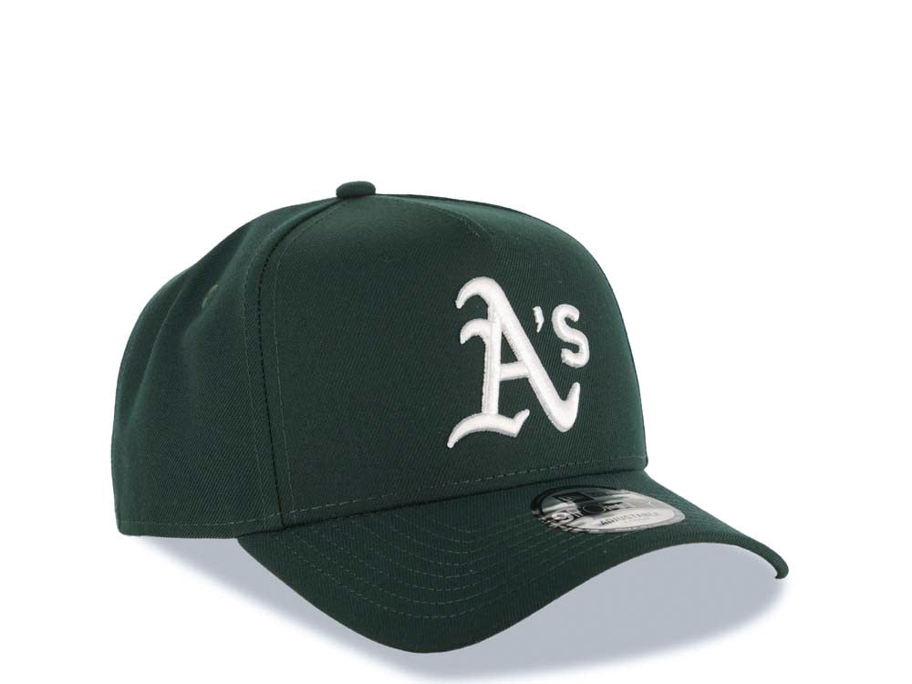 Oakland A's Athletics New Era MLB 9FORTY 940 Adjustable A-Frame Cap Hat Dark Green Crown/Visor White Logo