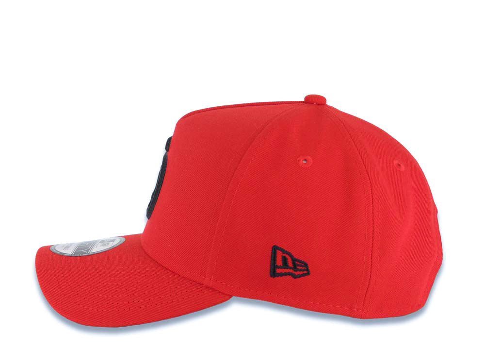 San Diego Padres New Era MLB 9FORTY 940 Adjustable A-Frame Cap Hat Red Crown/Visor Black Logo 40th Anniversary Side Patch Gray UV
