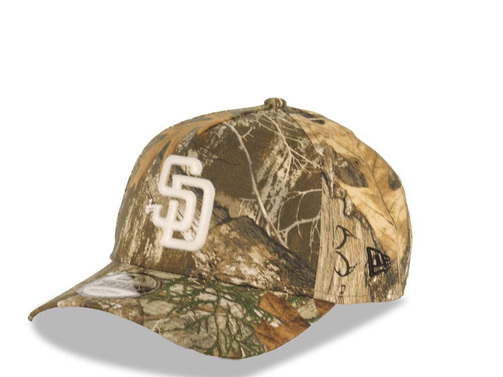 San Diego Padres New Era MLB 9FORTY 940 Adjustable A-Frame Cap Hat Real Tree Edge Camo Crown/Visor White Logo 1992 All-Star Game Side Patch Gray UV